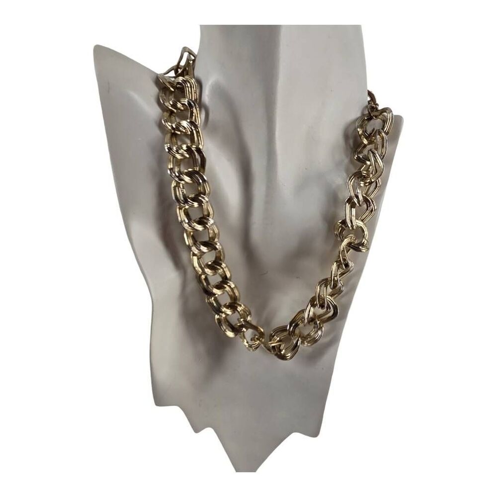 Vintage Anne Klein Gold Tone Double Link Chain Necklace